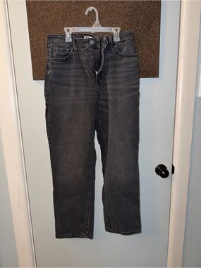SO Women's High Rise Curvy 90s Straight Leg Jeans in Charcoal Black